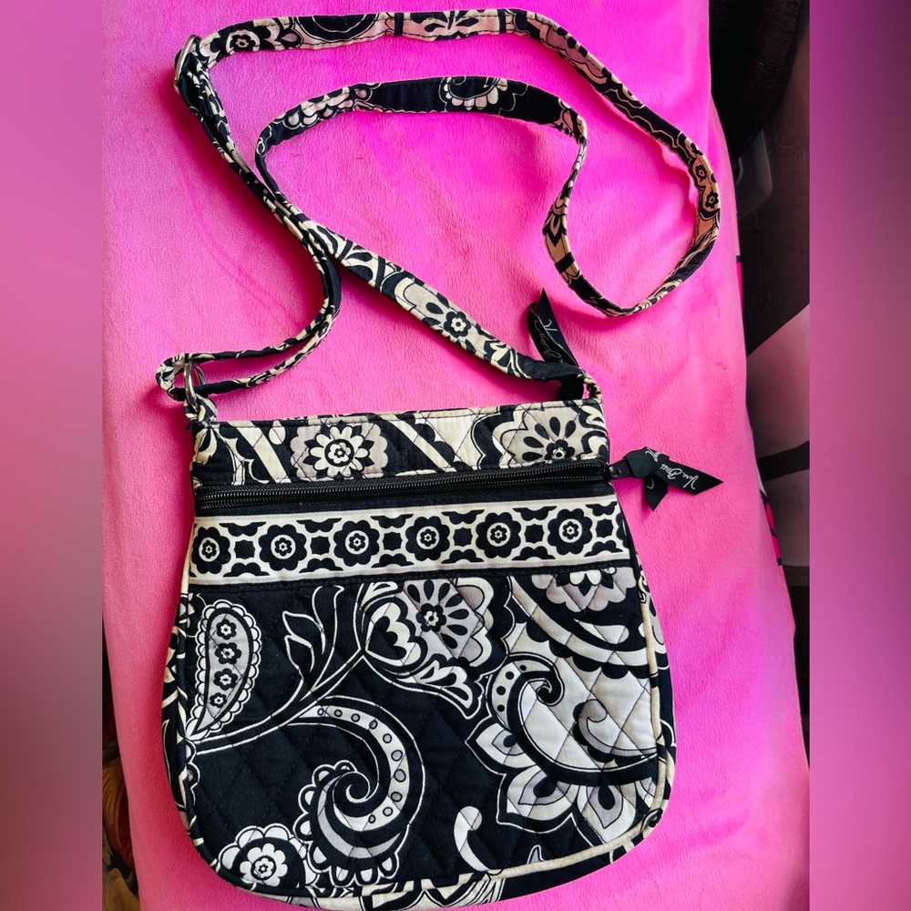 Vera Bradley Black and Cream Floral Crossbody Bag